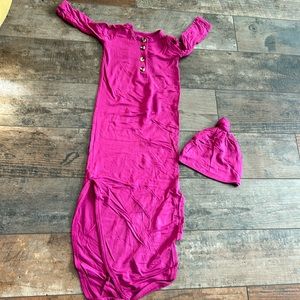 Lou Lou magenta baby sleeper and hat